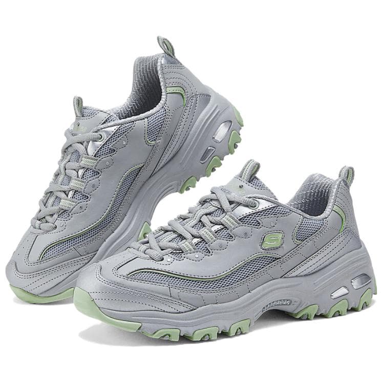 Кроссовки Skechers Низкие кеды с толстой подошвой Женские Серый Зеленый - изображение 2