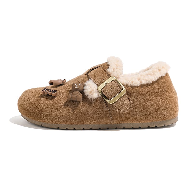 Сандалии HUANQIU С флисовой подкладкой Термическая Зимняя Кукла Платформа Lazy Slip on Для использования как внутри так и снаружи - изображение 1