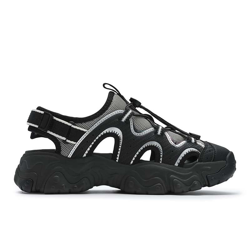 Сандалии с ремешком FILA FLUID 5 SANDAL Кошачья лапа Обувь Каньонинг (сплав по горной реке) Девичий Пляжные сандалии Женские Черно-серый - изображение 2