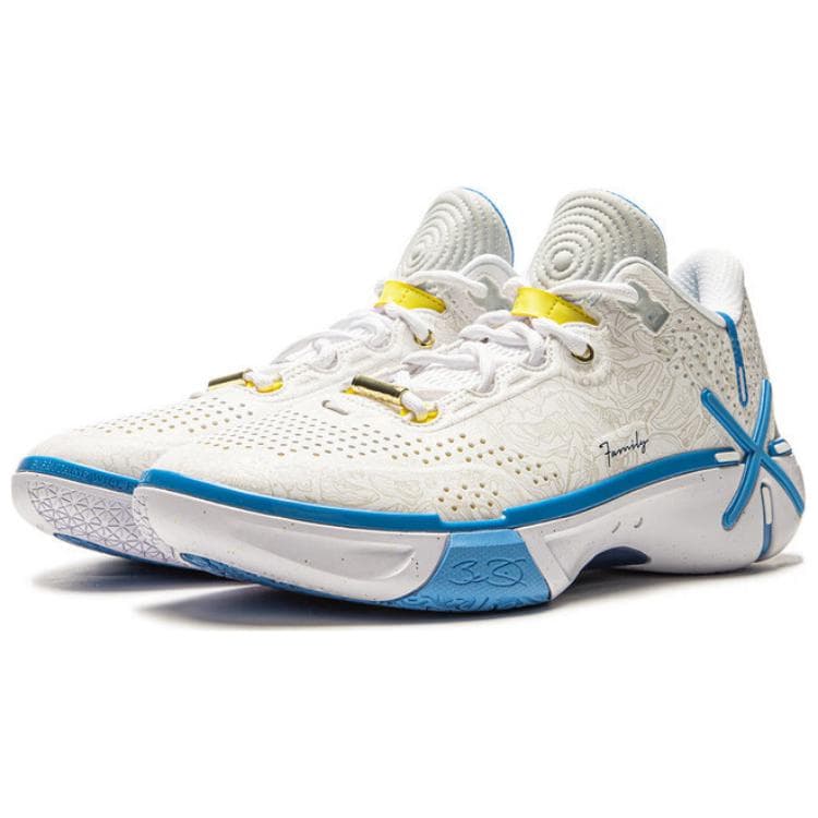 Кроссовки для баскетбола Li-Ning Wade Phantom 6 с технологией Bounse по всей стопе, сильным сцеплением, легкостью, стабильностью, поддержкой и устойчивостью к скручиванию, низкие баскетбольные кроссовки, мужские, бело-синие - изображение 3