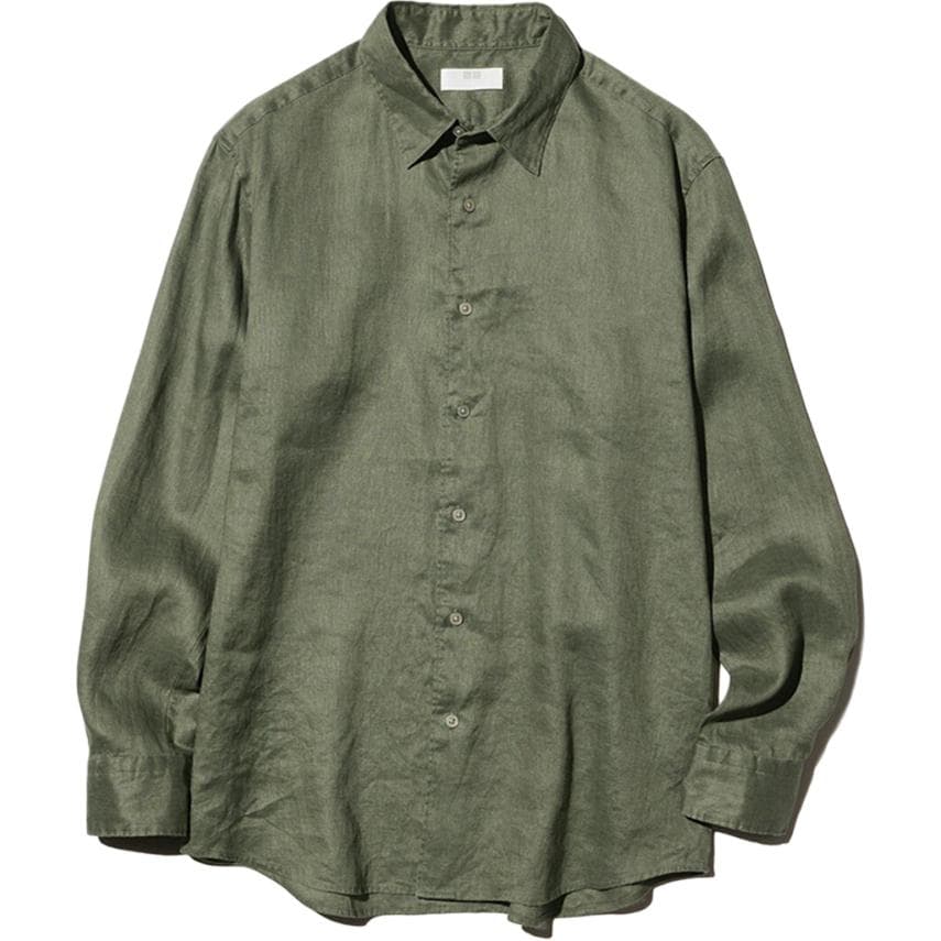 Рубашка UNIQLO SS26 Темно-оливковая мужская рубашка - изображение 1