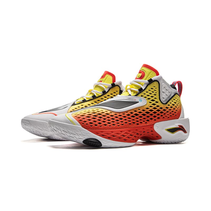 Кроссовки для баскетбола Li-Ning Way of Wade 5 с технологией BOOM, амортизация, устойчивость, поддержка, противоскользящая износостойкая дышащая подошва, отскок, сцепление, мид-топ, баскетбольные кроссовки, мужские, желто-бело-красные - изображение 3