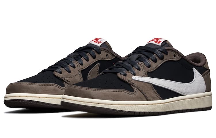 Ретро баскетбольные кроссовки Travis Scott x Air Jordan 1 Low OG "Dark Mocha" - изображение 2