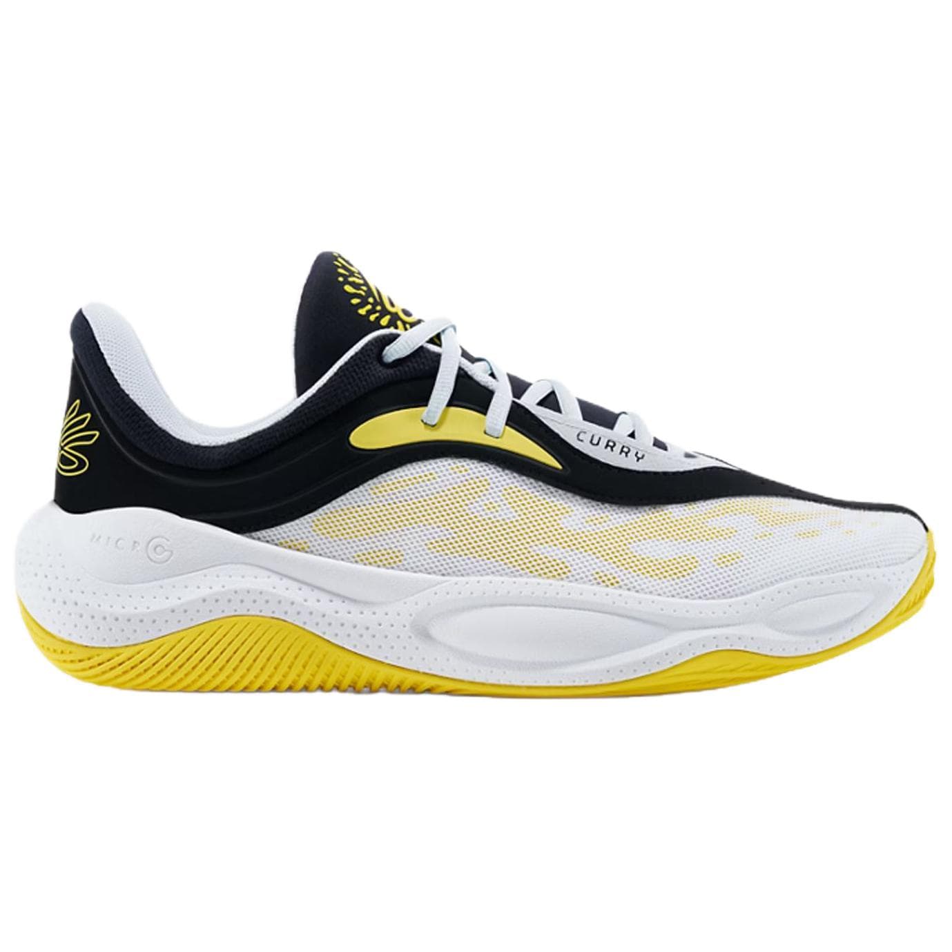 Кроссовки для баскетбола Under Armour Curry Водный аккорд 25 Low Топ Баскетбольные кроссовки Унисекс Белый желтый - изображение 2
