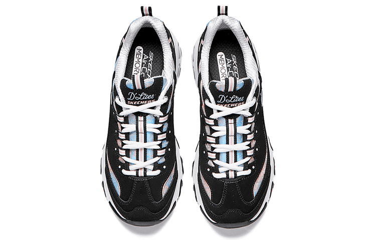Кроссовки Skechers D'LITES 1,0 Устойчивые к истиранию Низкие Кроссовки с Толстой Подошвой Женские Черные Розовые Синие - изображение 3