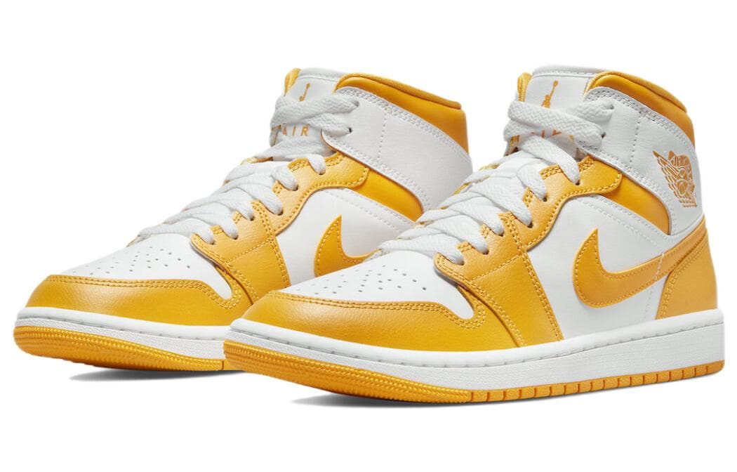 Ретро баскетбольные кроссовки Jordan Air Jordan 1 Mid White Yellow - изображение 3