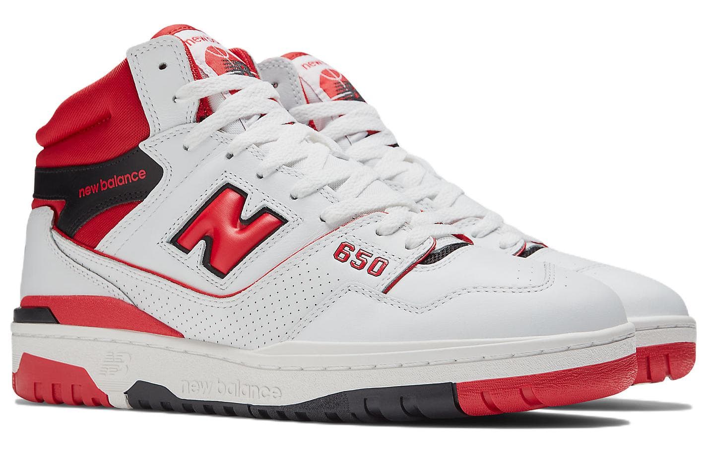 Ретро баскетбольные кроссовки New Balance 650 White Red - изображение 3