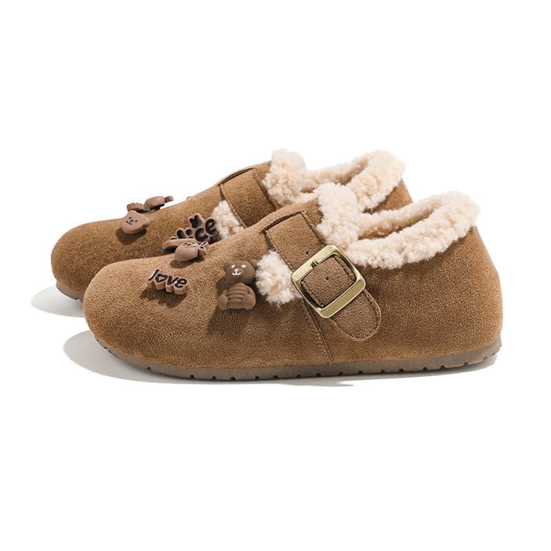 Сандалии HUANQIU С флисовой подкладкой Термическая Зимняя Кукла Платформа Lazy Slip on Для использования как внутри так и снаружи - изображение 4