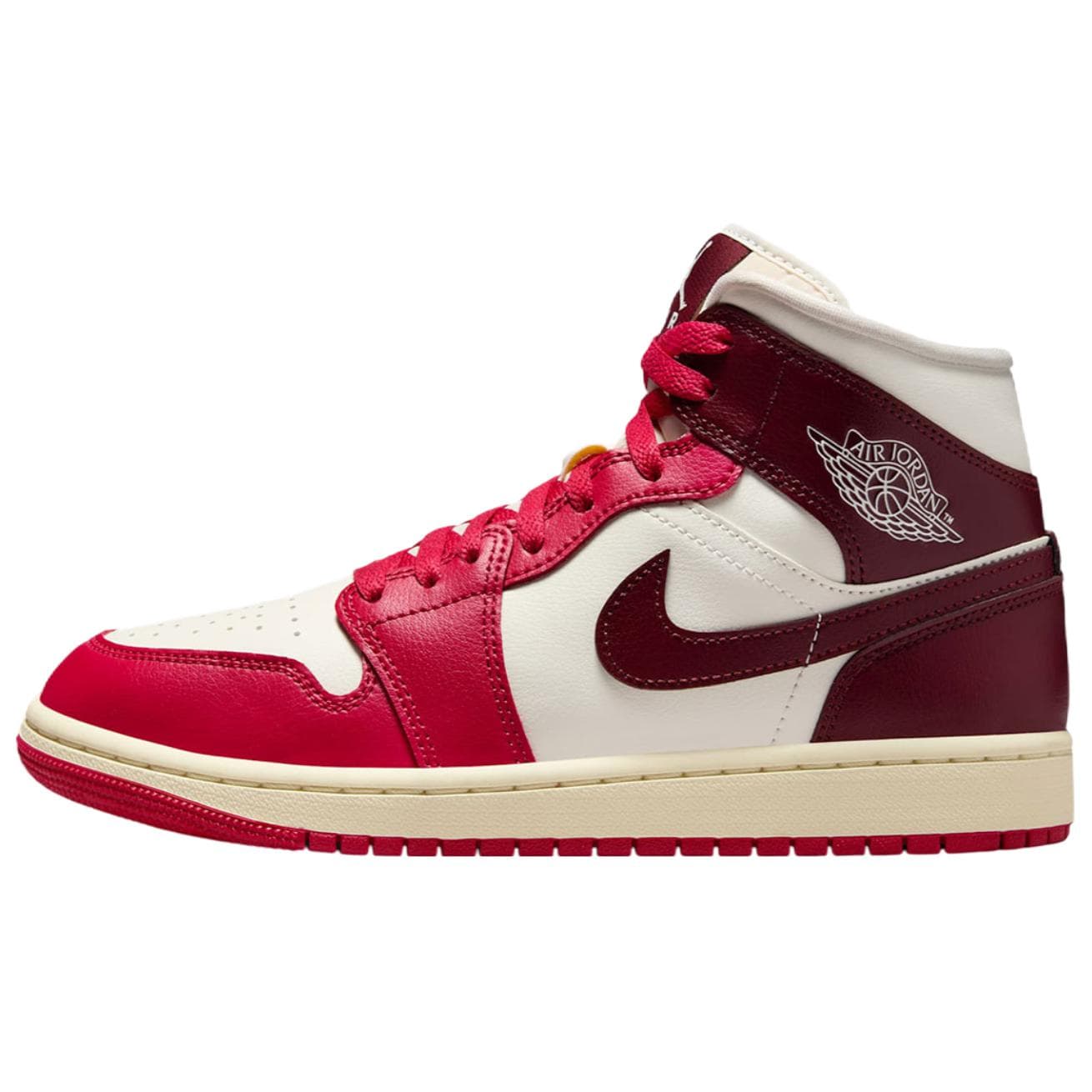 Ретро баскетбольные кроссовки Jordan Air Jordan 1 Износостойкий Abrasion Resistant MID Топ Винтажные баскетбольные кроссовки Женские Красно-белый - изображение 1