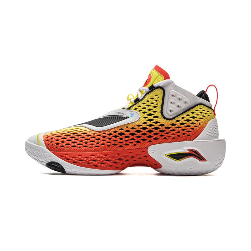 Кроссовки для баскетбола Li-Ning Way of Wade 5 с технологией BOOM, амортизация, устойчивость, поддержка, противоскользящая износостойкая дышащая подошва, отскок, сцепление, мид-топ, баскетбольные кроссовки, мужские, желто-бело-красные - изображение 1