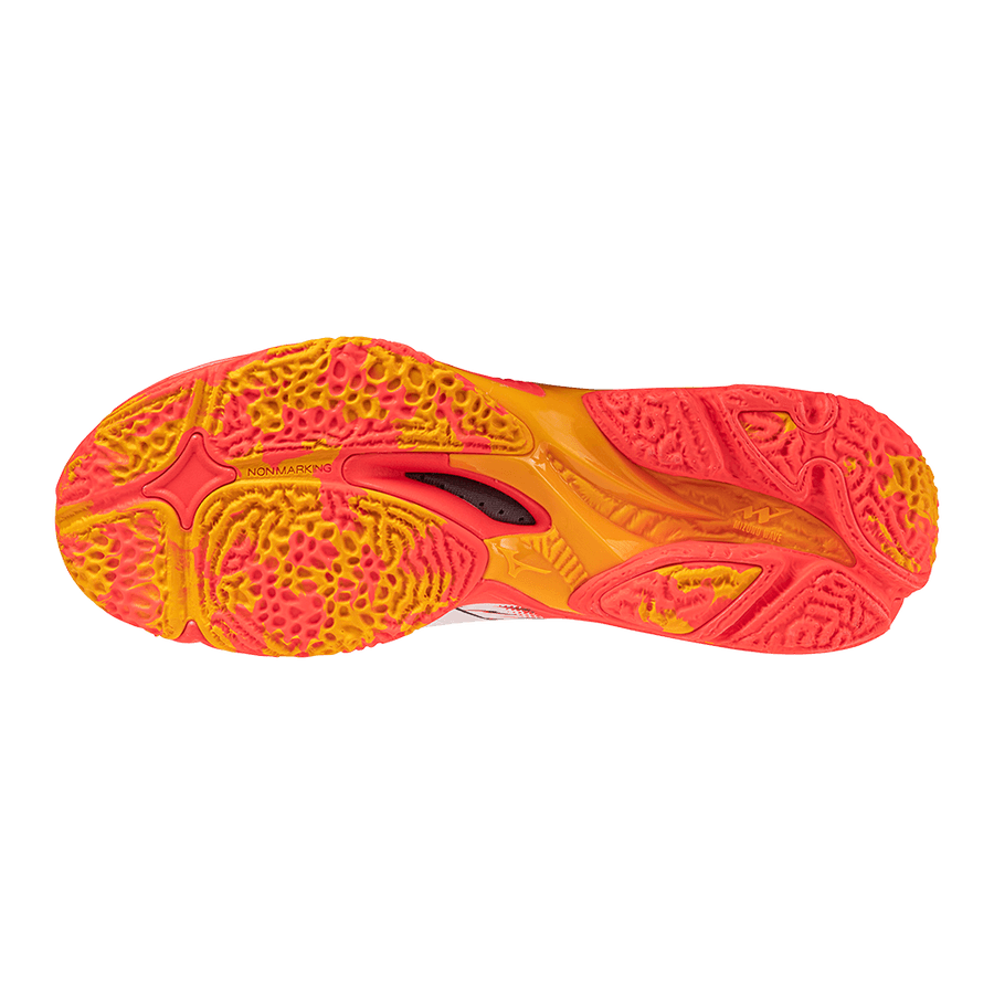 Кроссовки для спортзала Mizuno WAVE LIGHTNING NEO 3 Low Топ Тренировочные кроссовки Унисекс Белый и оранжевый - изображение 4