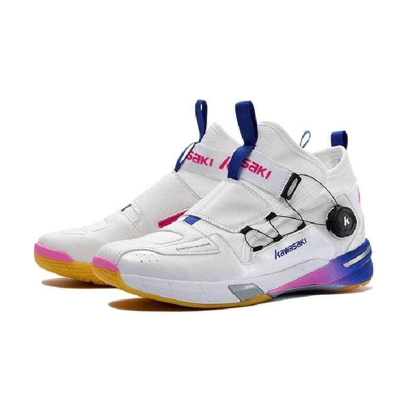 Кроссовки для бадминтона Kawasaki Cross 2,0 Advanced Training Shoes No-Tie Lacing Shock Absorption Anti-Slip Wrap Support Impact Resistance High-Top Badminton Shoes Unisex Colorful Sunshine - изображение 3