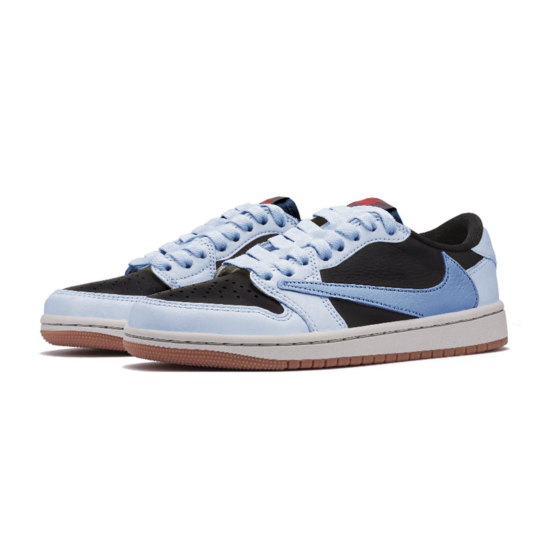 Ретро баскетбольные кроссовки Travis Scott x Air Jordan 1 Low "Blue Black" - изображение 3