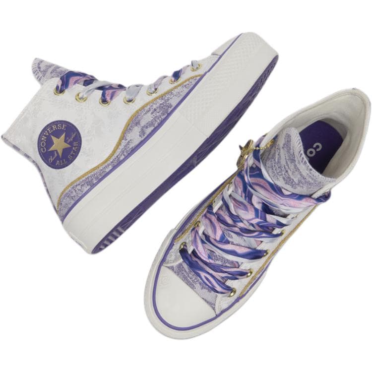 Кеды Converse All Star Lift Модный Износостойкий Хай-топы Кеды Женский Белый фиолетовый - изображение 4