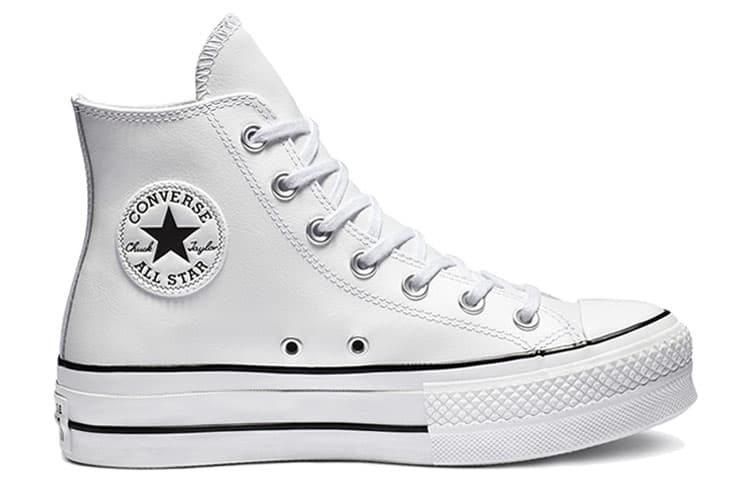 Кроссовки Converse Chuck Taylor All Star Platform Clean Leather High Top White Black - изображение 2