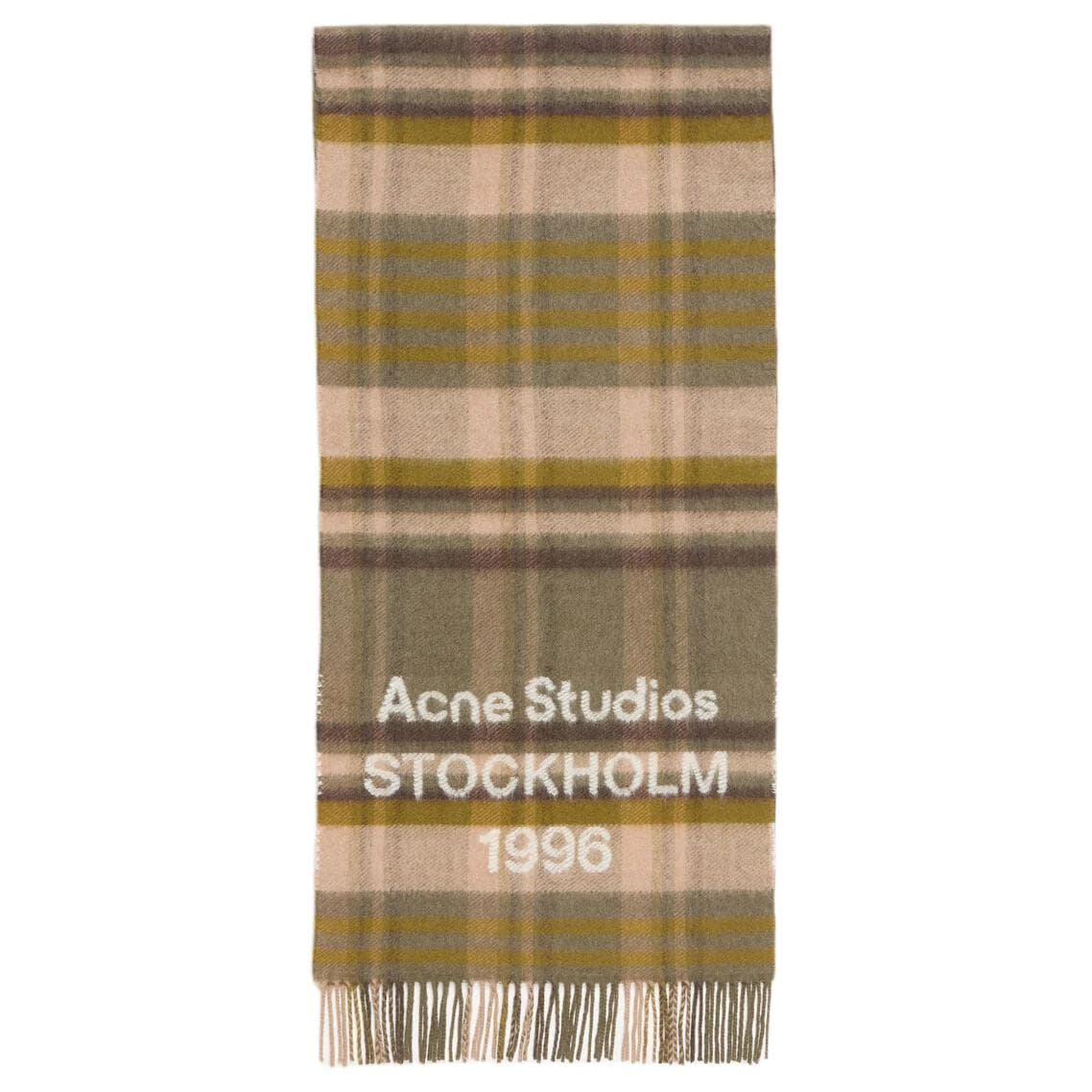 Шарф Acne Studios Шерсть и Нейлон Вязаные Шарфы Унисекс Оливково-зеленый Серый - изображение 1