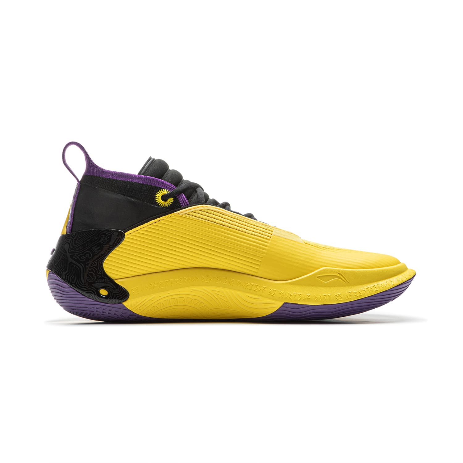 Кроссовки для баскетбола Li-Ning WOW11 Way Of Wade 11 Пурпурный Золотой С Углеродным Ядром, Стабильная Поддержка, Мид-топ, Баскетбольные Кроссовки, Мужской, Желтый/фиолетовый - изображение 2