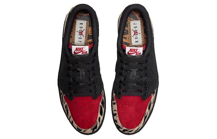 Ретро баскетбольные кроссовки SoleFly x Air Jordan 1 Low OG "Black and Sport Red" - изображение 4