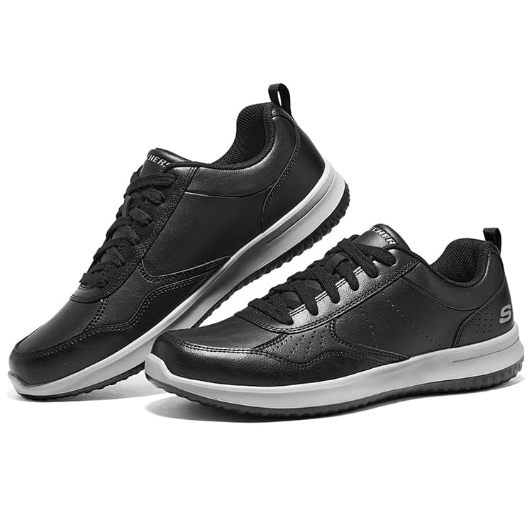 Ботинки Skechers Delson 1,0 Кожаная Низкая Обувь для Скейтбординга Мужская Черно-Белая - изображение 3