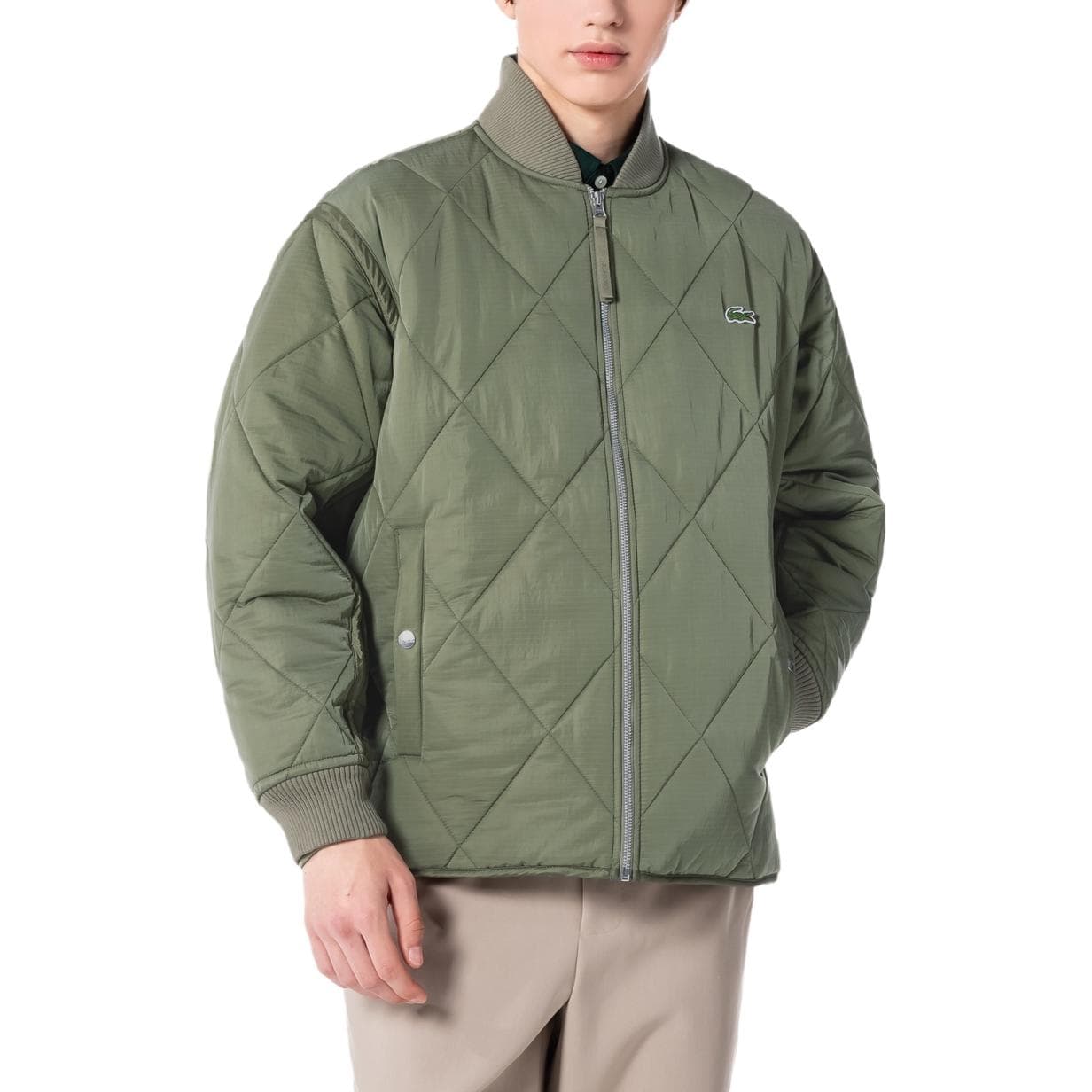 Зимняя куртка пуховик LACOSTE Хлопковый пуховик Мужской Хаки Оливковый - изображение 4