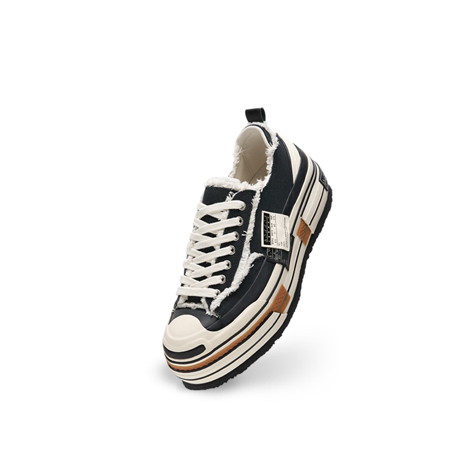 Кеды XVESSEL Classic Trendy Distressed Low-Top Skate Shoes Unisex Black - изображение 2