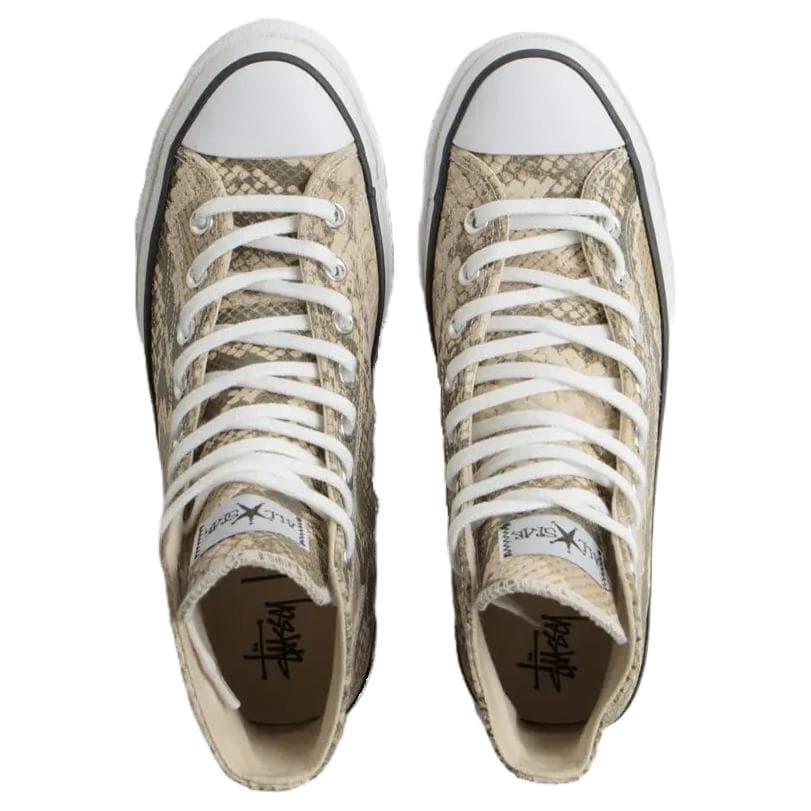 Кеды Converse x Stussy ALL STAR CHUCK 70 Унисекс кеды хай-топы с змеиным принтом, бежево-коричневые, износостойкие - изображение 4