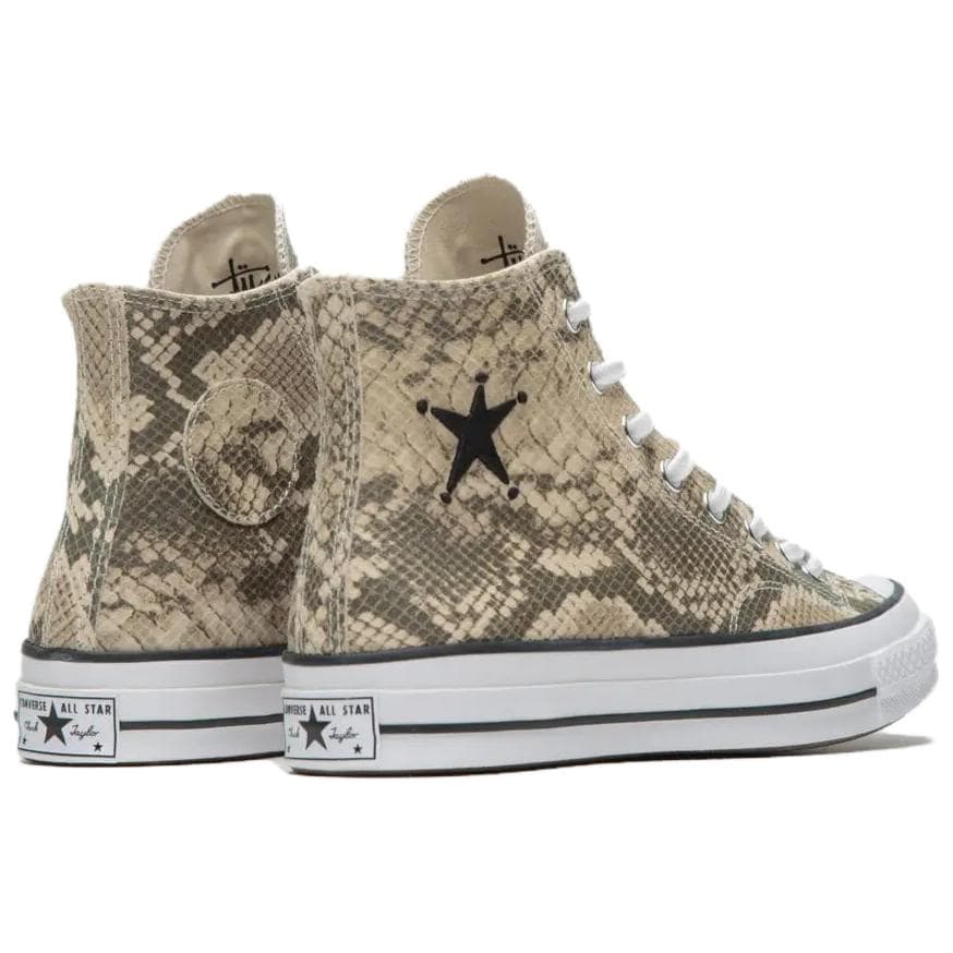 Кеды Converse x Stussy ALL STAR CHUCK 70 Унисекс кеды хай-топы с змеиным принтом, бежево-коричневые, износостойкие - изображение 5