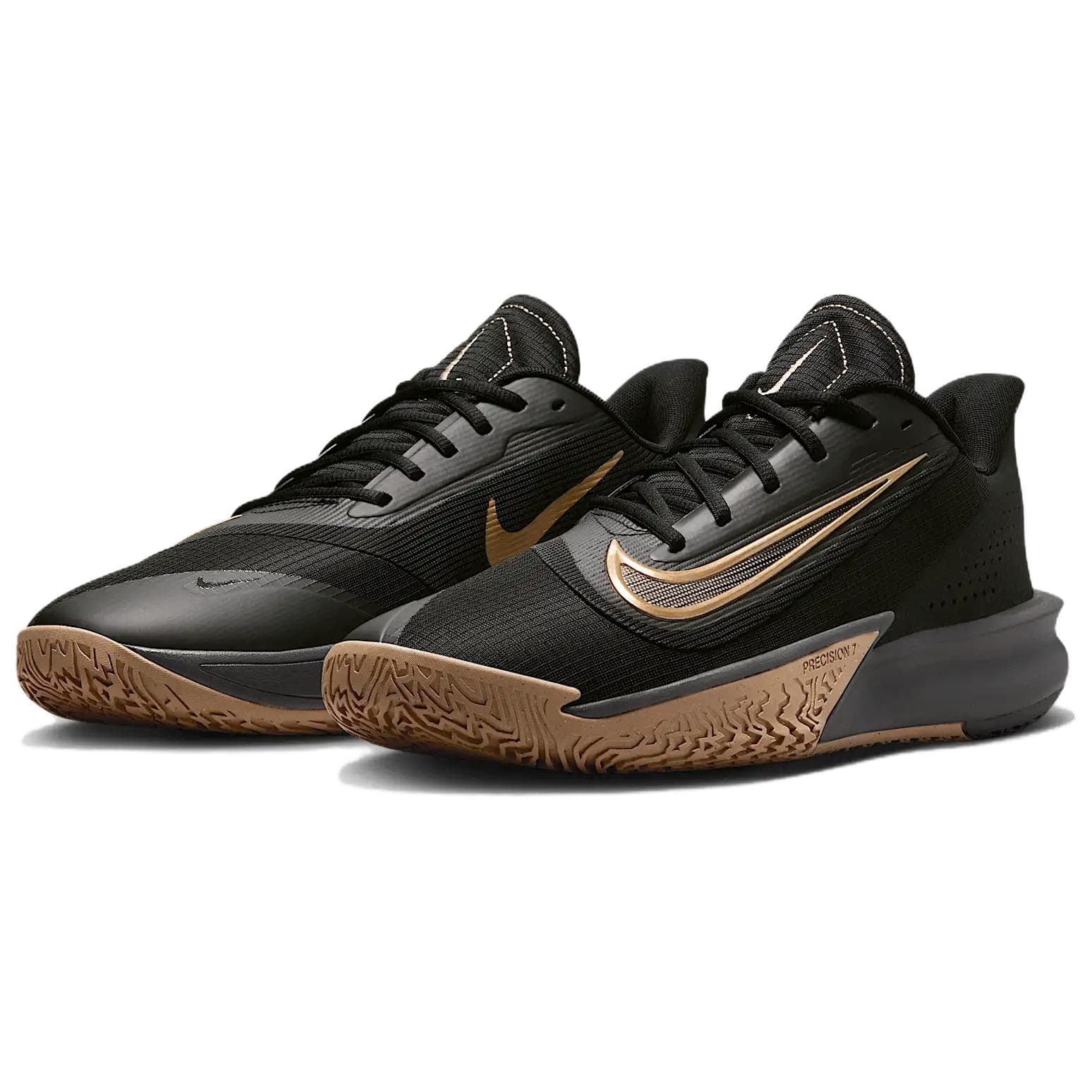 Кроссовки для баскетбола Nike Precision 7 Low Топ Баскетбольные кроссовки Мужские Черные Золотые - изображение 3