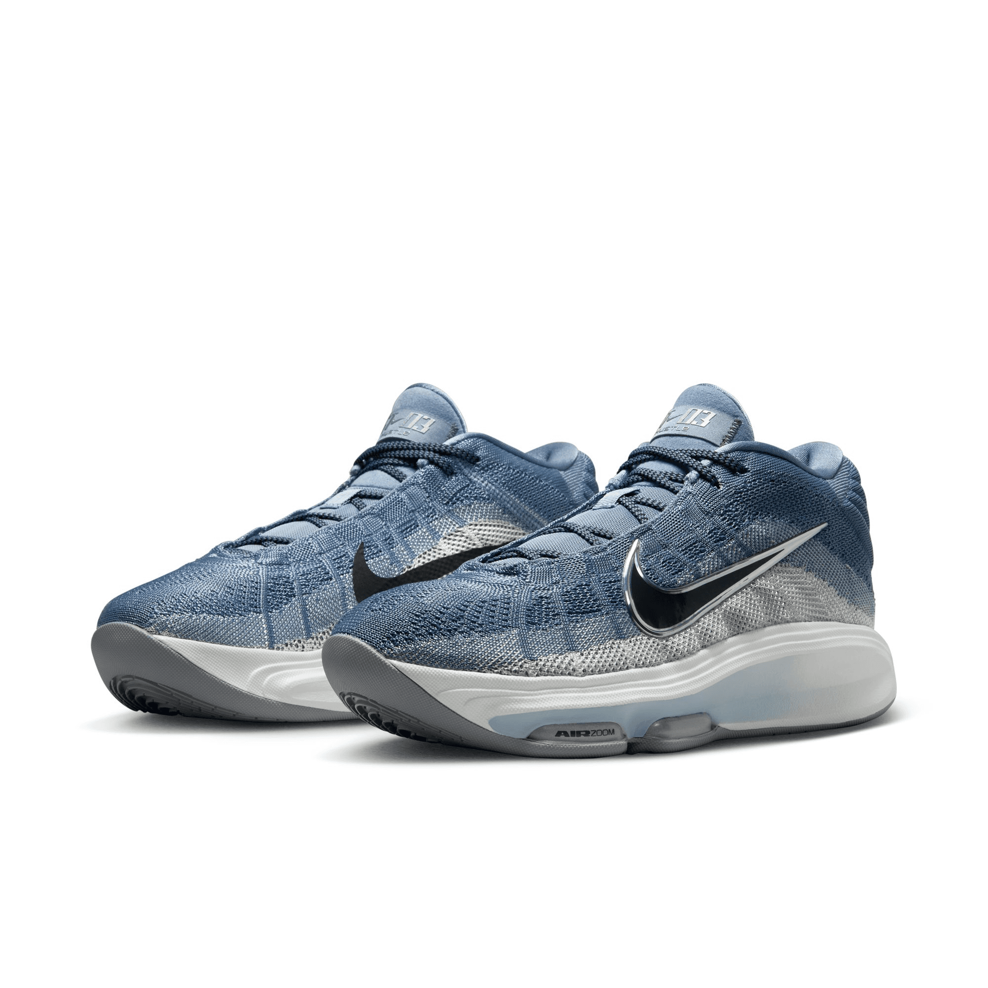 Кроссовки для баскетбола Nike G.T. Hustle 3 Амортизация Противоскользящие MID Баскетбольные кроссовки Мужские Серый Синий - изображение 3