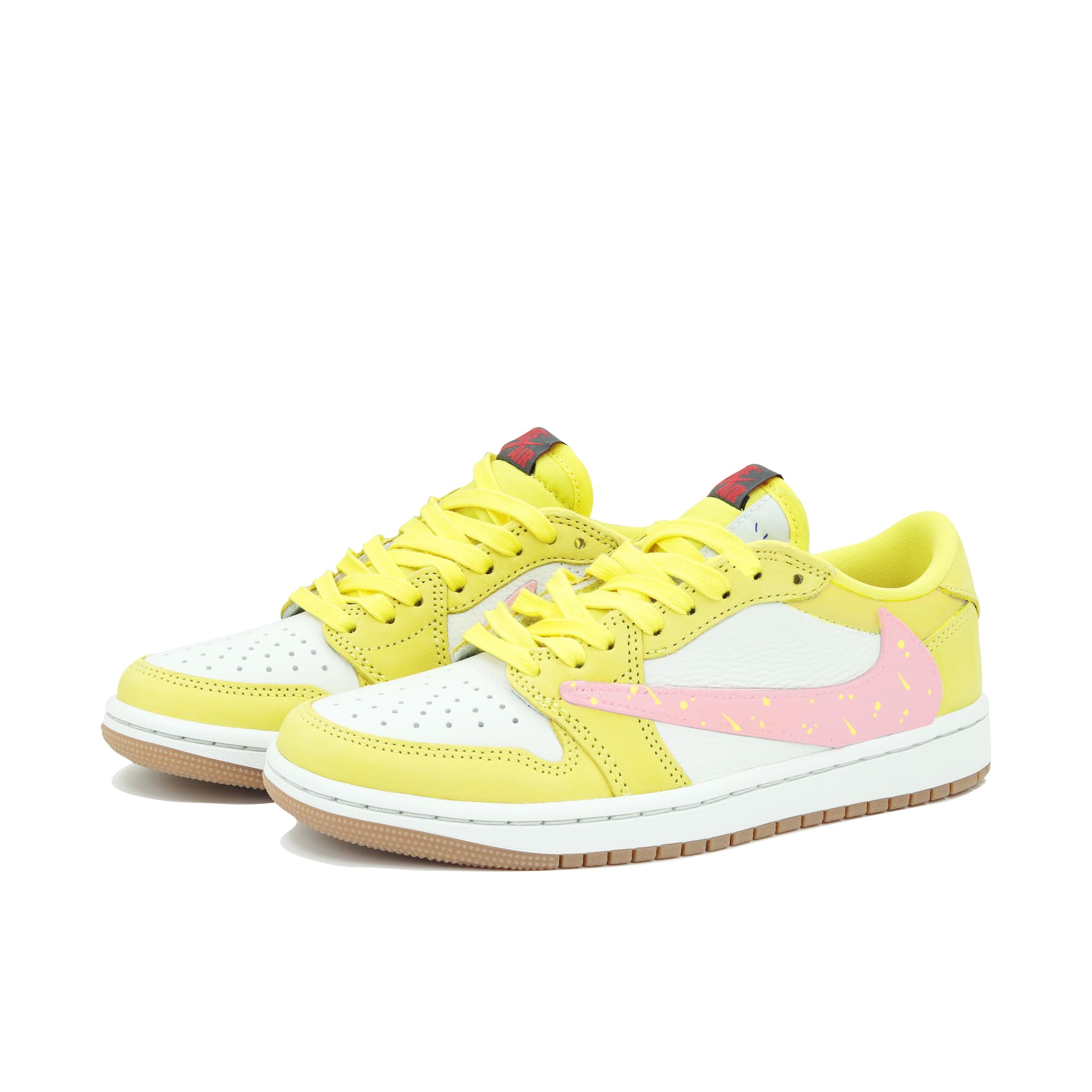 Ретро баскетбольные кроссовки Travis Scott x Air Jordan 1 Low "Yellow Pink" - изображение 3