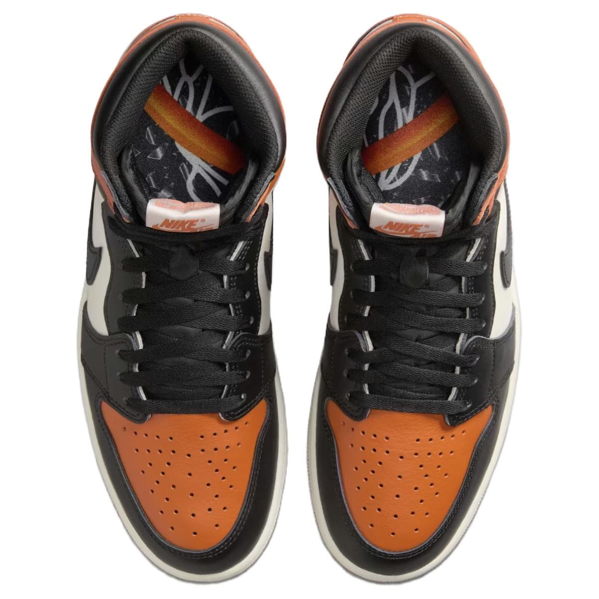 Ретро баскетбольные кроссовки Jordan Air Jordan 1 Кожа Высокие Ретро-баскетбольные кроссовки Мужские Белый Черный Оранжевый - изображение 4