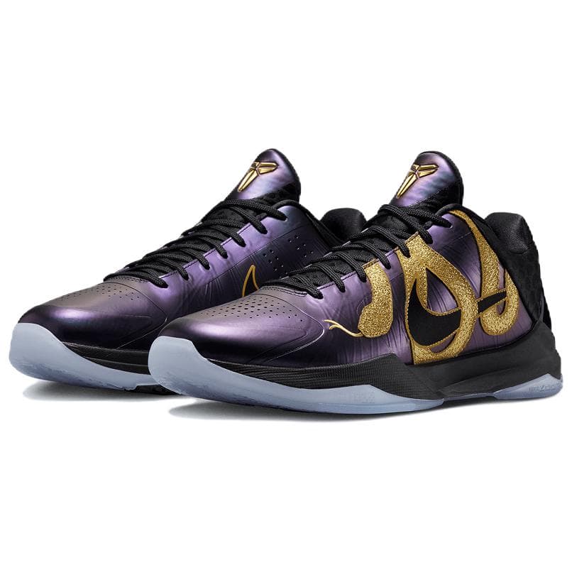 Кроссовки для баскетбола Nike Zoom Kobe 5 Low Баскетбольные кроссовки Унисекс Черный Фиолетовый Золото - изображение 5