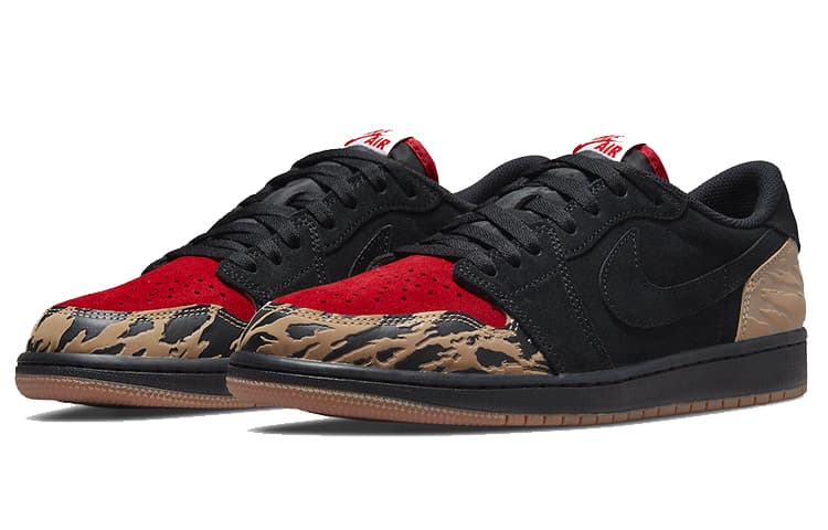 Ретро баскетбольные кроссовки SoleFly x Air Jordan 1 Low OG "Black and Sport Red" - изображение 3