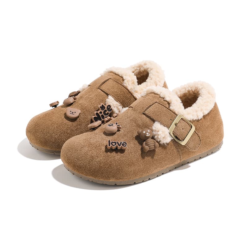 Сандалии HUANQIU С флисовой подкладкой Термическая Зимняя Кукла Платформа Lazy Slip on Для использования как внутри так и снаружи - изображение 3