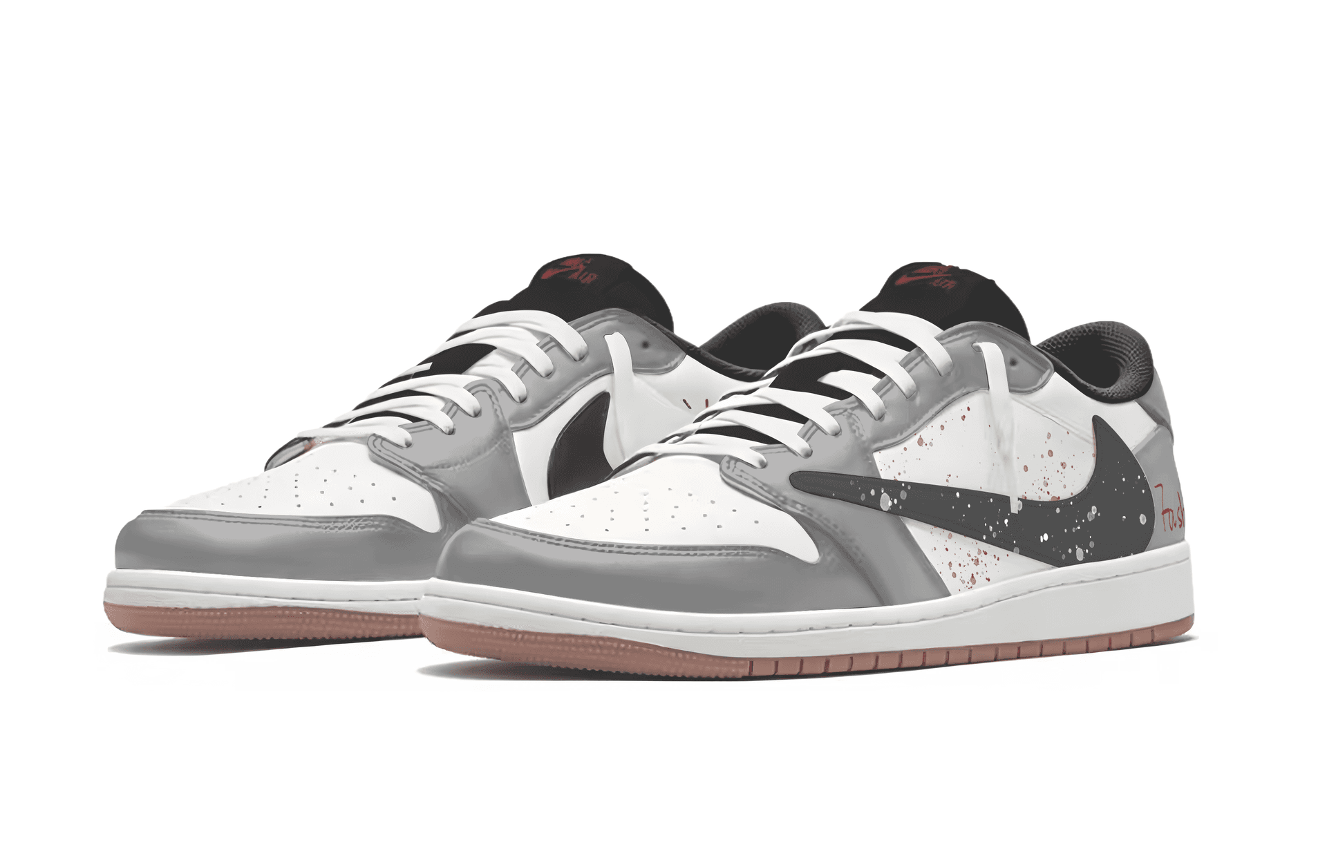 Ретро баскетбольные кроссовки Travis Scott x Air Jordan 1 Low "Cement Grey" - изображение 3