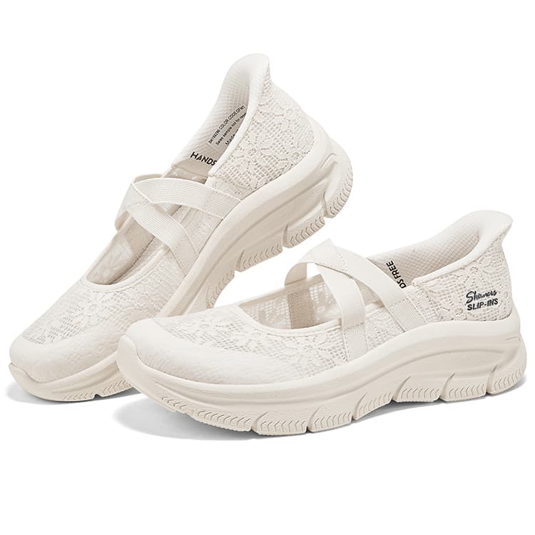 Skechers Modern D'Lux Кисти рук Бесплатно Slip-On Обувь Платформа Туфли Мэри Джейн Женские Белые - изображение 3