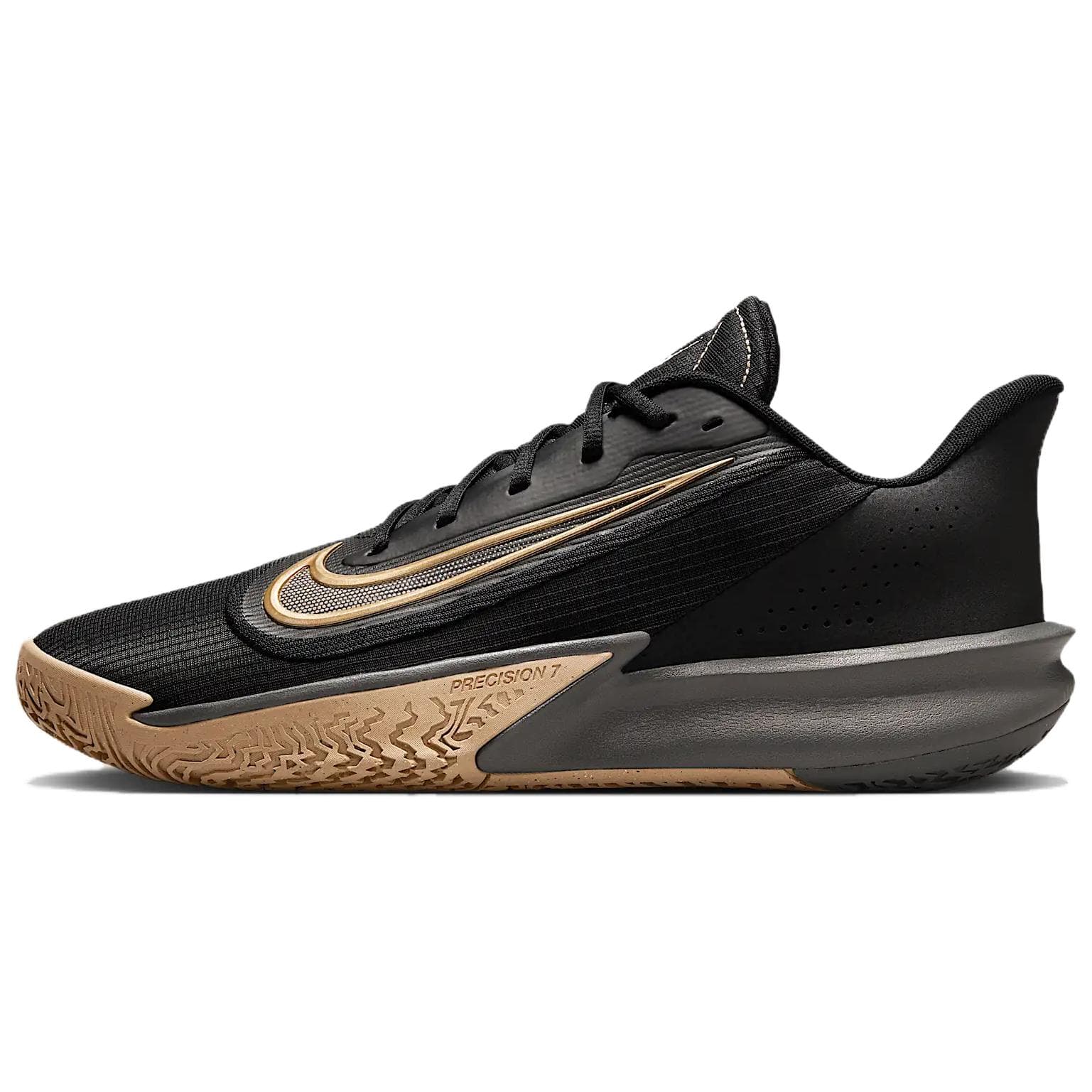 Кроссовки для баскетбола Nike Precision 7 Low Топ Баскетбольные кроссовки Мужские Черные Золотые - изображение 1