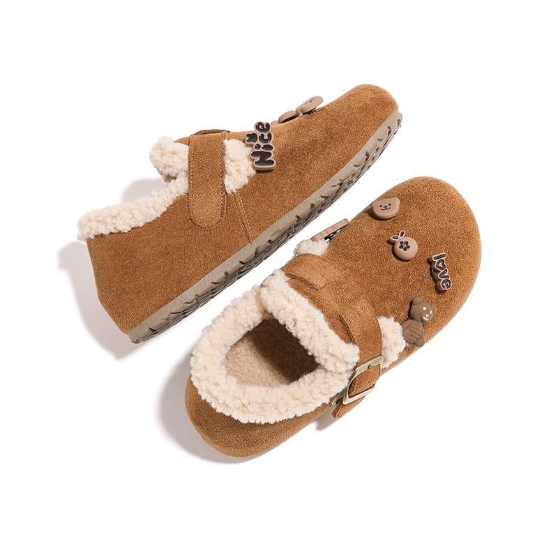 Сандалии HUANQIU С флисовой подкладкой Термическая Зимняя Кукла Платформа Lazy Slip on Для использования как внутри так и снаружи - изображение 10
