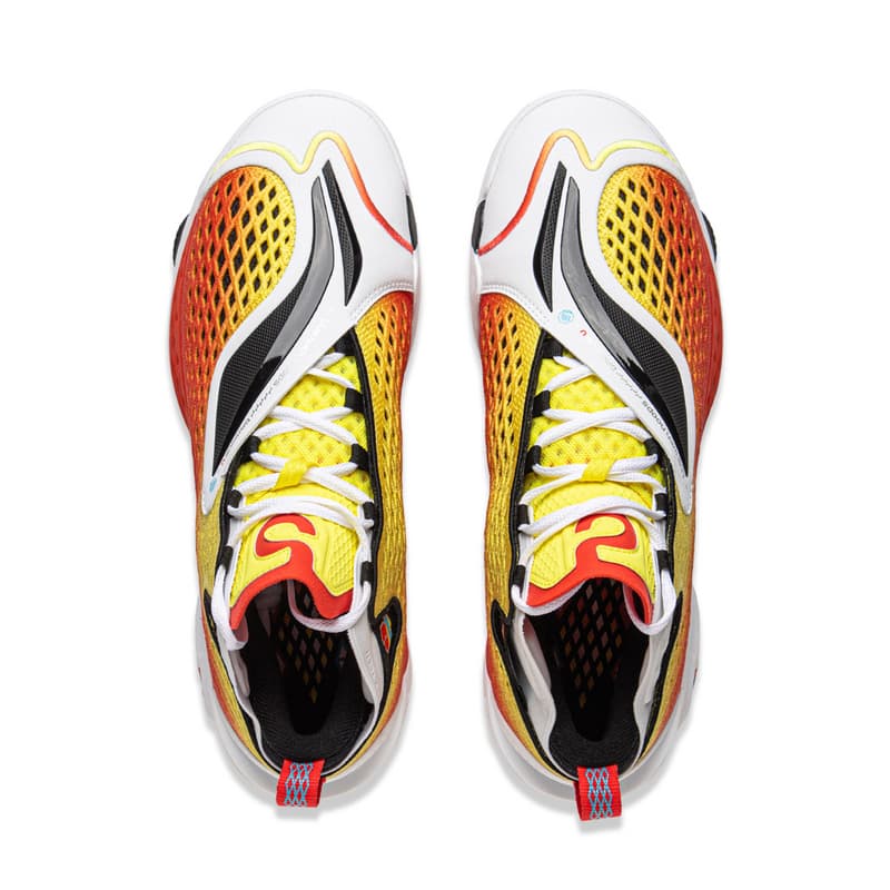 Кроссовки для баскетбола Li-Ning Way of Wade 5 с технологией BOOM, амортизация, устойчивость, поддержка, противоскользящая износостойкая дышащая подошва, отскок, сцепление, мид-топ, баскетбольные кроссовки, мужские, желто-бело-красные - изображение 4