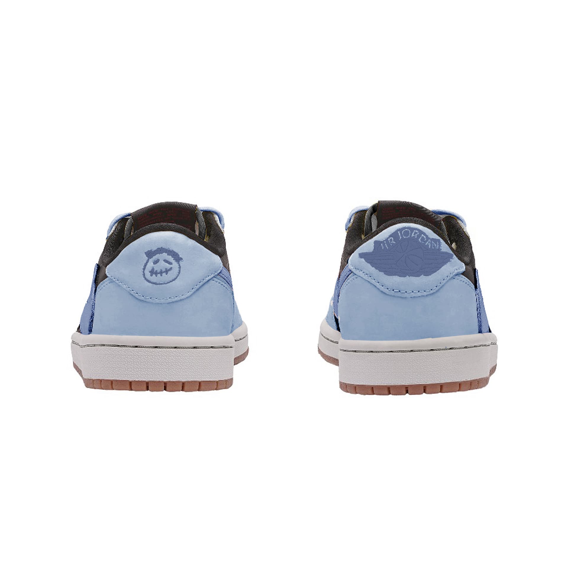 Ретро баскетбольные кроссовки Travis Scott x Air Jordan 1 Low "Blue Black" - изображение 4