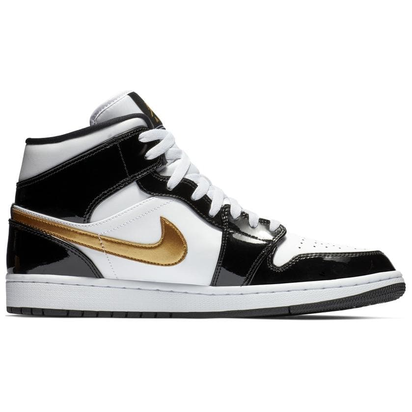 Ретро баскетбольные кроссовки Jordan Air Jordan 1 Mid SE White Black Gold - изображение 2