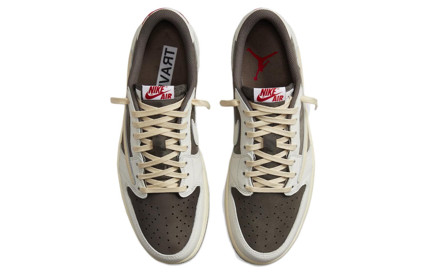 Ретро баскетбольные кроссовки Travis Scott x Air Jordan 1 Low OG "Sail and Ridgerock" - изображение 4
