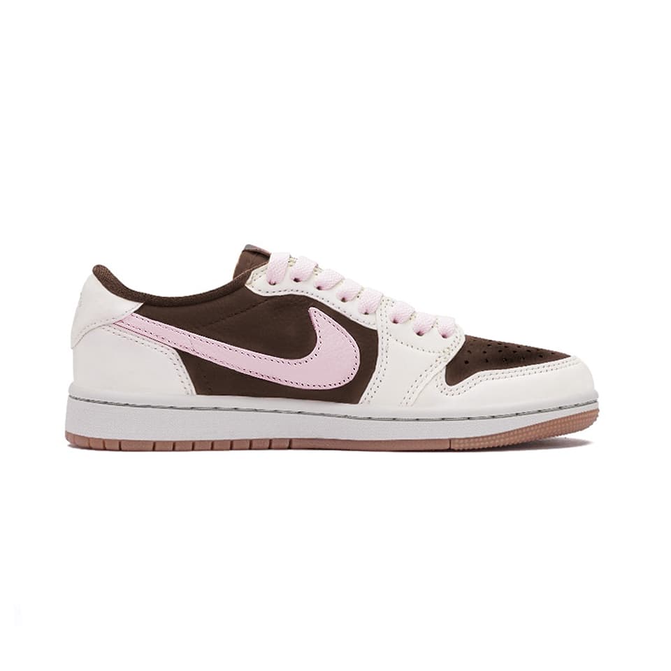 Ретро баскетбольные кроссовки Travis Scott x Air Jordan 1 Low "Brown Pink" - изображение 2