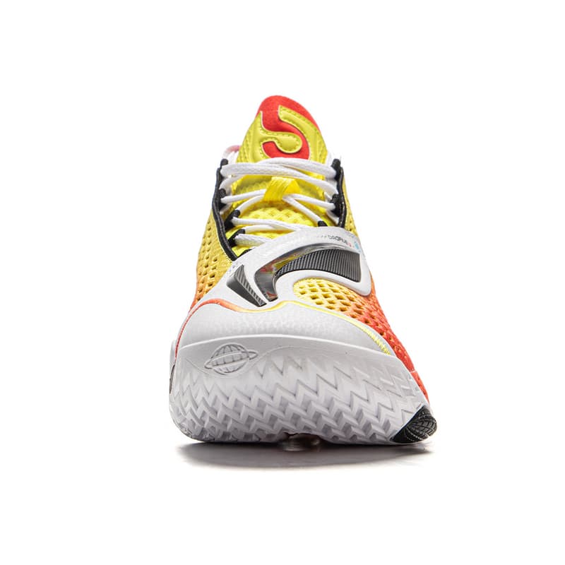 Кроссовки для баскетбола Li-Ning Way of Wade 5 с технологией BOOM, амортизация, устойчивость, поддержка, противоскользящая износостойкая дышащая подошва, отскок, сцепление, мид-топ, баскетбольные кроссовки, мужские, желто-бело-красные - изображение 5