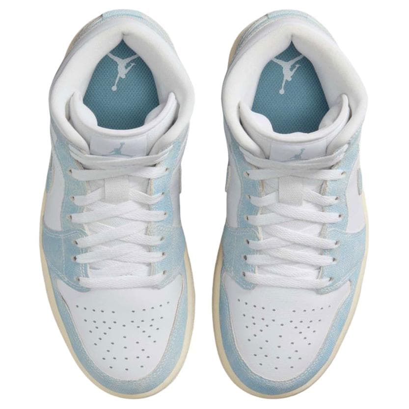 Ретро баскетбольные кроссовки Jordan Air Jordan 1 Противоскользящие Устойчивые к износу MID Топ Винтажные Баскетбольные Кроссовки Женские Белые Синие - изображение 4