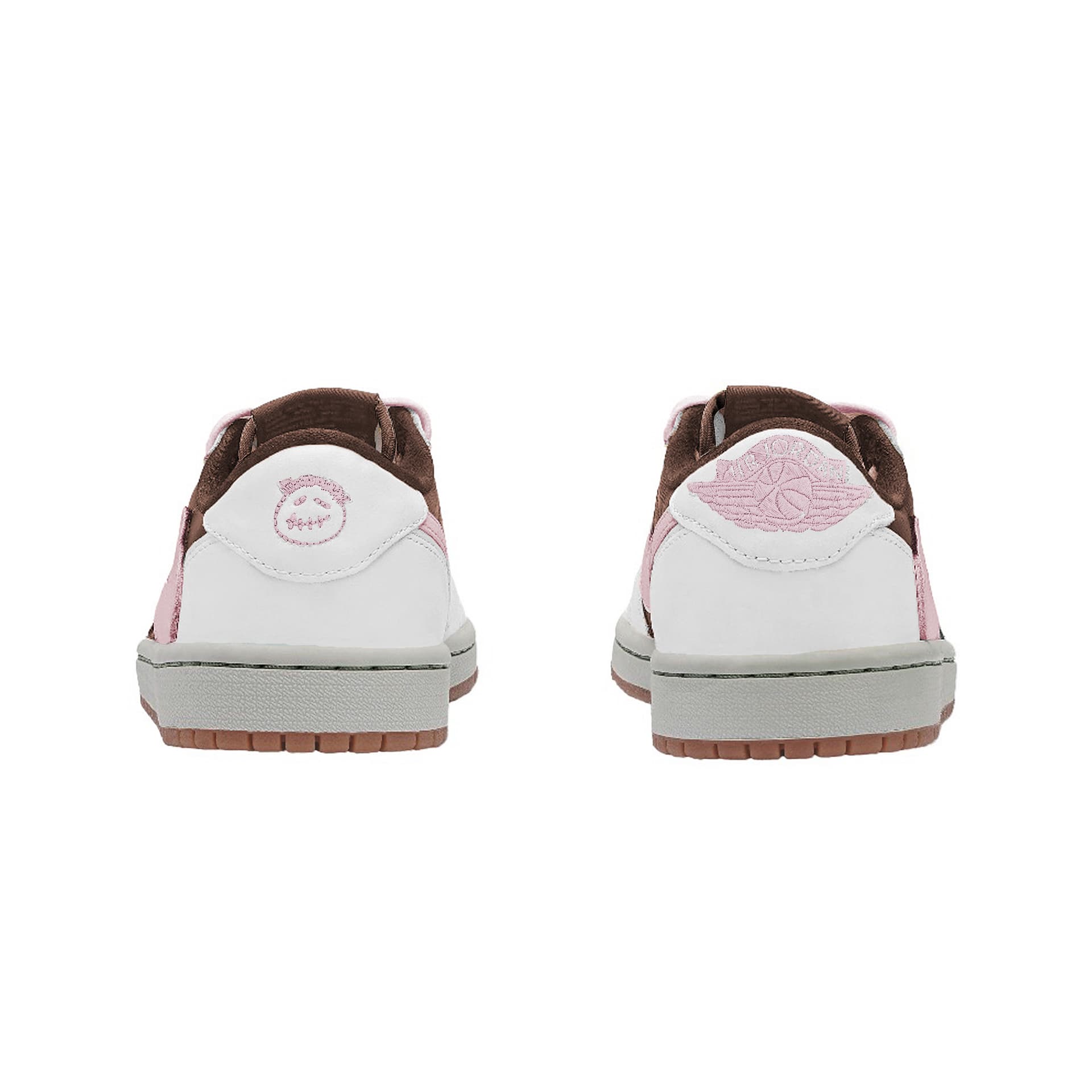 Ретро баскетбольные кроссовки Travis Scott x Air Jordan 1 Low "White Pink" - изображение 4