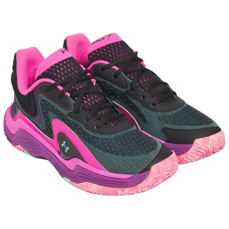 Кроссовки для баскетбола Under Armour Spawn 7 Дышащие Легкие Низкие Баскетбольные Кроссовки Мужские Серый Розовый Фиолетовый - изображение 3