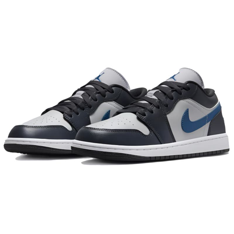 Ретро баскетбольные кроссовки Jordan Retro Low Black Grey Blue - изображение 3