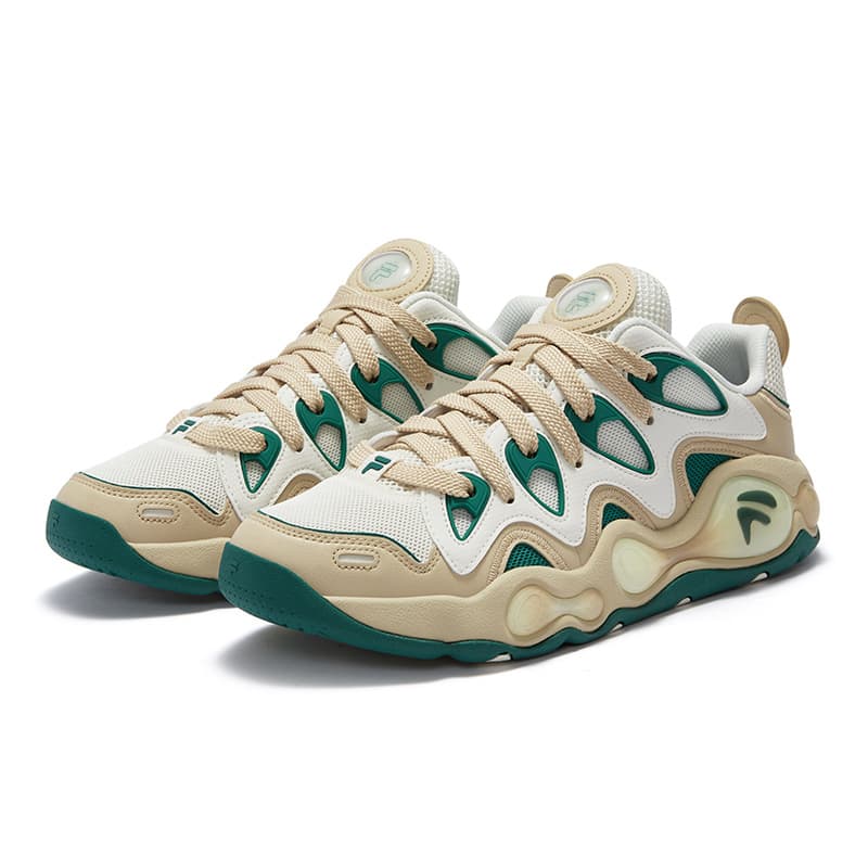 Кроссовки для баскетбола FILA FUSION VERTICAL Crack Shoes Низкие Баскетбольные Кроссовки Мужские Белые Коричневые - изображение 3