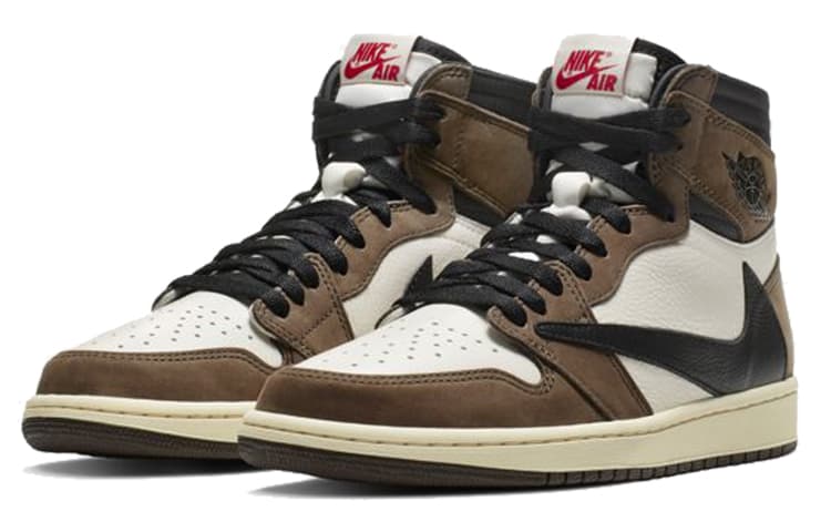Ретро баскетбольные кроссовки Travis Scott x Air Jordan 1 High OG "Dark Mocha" - изображение 3